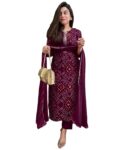 GoSriKi Women’s Rayon Viscose Straight Bandhej Printed Kurta Set with Pant & Dupatta – Stylish, Comfortable & Perfect for All Occasions