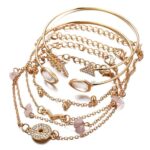 Elegant & Trendy! Shining Diva Multilayer Gold Plated Bangle Bracelet – A Must-Have Fashion Accessory for Women