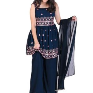 Girls Ethnic Motifs Printed A-Line Kurta With Palazzo & Dupatta Set