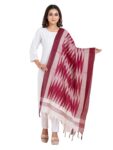 Elegant Tradition with Modern Comfort – DURGA HANDLOOMS Sambalpuri Ikkat Print Pure Cotton Dupatta