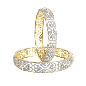 Gehena by Estele Fashion Jewelry Bangles for Women: Gold & Rhodium Plated Elegant Designer 2:8 Size Bangles for Women & Girls-OSAK002-2TNWE28 BANGLE