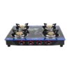 MILTON Premium 4 Burner Blue Manual Ignition Glass Top Gas Stove, (ISI Certified)