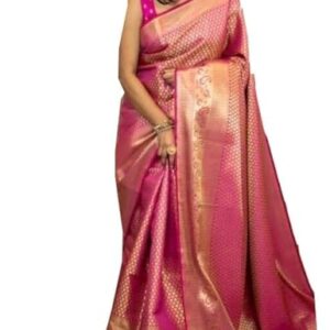 SGF11 Women's Kanjivaram Soft Silk Saree With Blouse Piece (Pink)