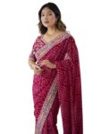 Elegant and Festive – Satrani Women’s Georgette Bandhani Printed Saree
