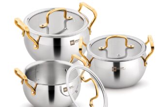 Elegant, Durable & Perfect for Indian Cooking – Bergner BE Essentials TriPly Rice Handi Set