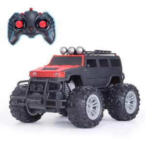 Amazon Brand - Jam & Honey Off Roader Rechargeable Remote Control Car | RC Car Monster Truck |4 Headlight Modes | in-Built Lithium Battery | C-Type Charging | Made in India - Black&Red