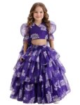 Elegant & Dreamy! Naixa Girls Navy Blue Printed Organza Lehenga Choli Set – Perfect for Every Festive Occasion
