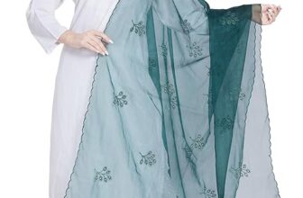 Elegant Grace Redefined – RANI SAAHIBA Women’s Embroidered Organza Dupatta Adds Royal Charm to Every Outfit