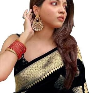 C J Enterprise Women's Kanjivaram Art Silk Saree Soft Banarasi Style Sari With Blouse Piece For Wedding (Pari122-51)