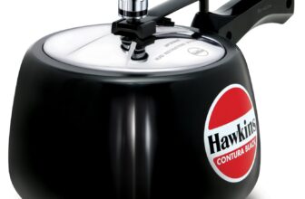 Hawkins 3 Litre Contura Black Pressure Cooker – Compact, Stylish, and Highly Efficient for Everyday Cooking