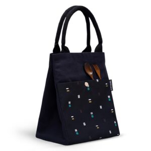 earthsave Insulated Lunch Bag for Office Women & Men (Blue with Equal) | Eco-Friendly Canvas Tiffin Bags for School, Cotton Drawstring Lunch Bag for Kids| Cloth Lunch Box Bag.