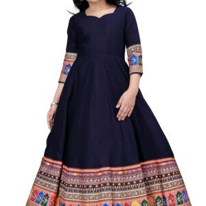 Fashion Dream Girl's Georgette Maxi Length Embroidered Dress