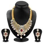 Elegant Sparkle Redefined – Sukkhi Gold Plated AD Necklace Set That Steals Every Show