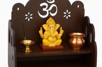 Elegant & Spiritual – Engineered Wood Handcrafted OM Design Pooja Mandir for Home