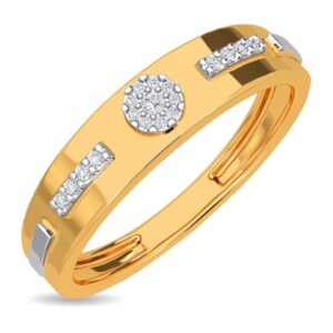 KISNA 14k / 18k Real Gold & Diamond Ring | Diwali, Rakhi Rakshabandhan Gift for Brother, Husband | With Certificate of Authenticity & BIS-Hallmarked Gold Jewellery | Linear Diamond Ring For Him