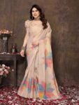 Elegant Beauty Redefined – Yashika Women’s Chanderi Floral Digital Print Saree with Unstitched Blouse