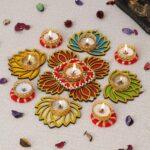 Sanvatsar Home Decorative Lotus Rangoli & Lotus Diya Set – A Perfect Blend of Tradition, Elegance & Festive Charm