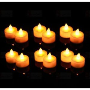 SATYAM KRAFT 12 Pcs LED Tea Light Candles | Flameless, Smokeless Diyas | Decorative Acrylic Candles for Diwali Decoration Setup for Home, Home Decor, Dhnateras, Deepawali, Festival Gifting