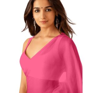 Sidhidata Women's Plain Pure Georgette Saree With Unstitched Blouse Piece (Rocky Aur Rani Ki Prem Kahani Alia Bhatt Saree)