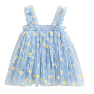 TotzTouch Baby Girls Dress | Frock Stylish Cami Strap Flared Printed Net Sleeveless Gown Light Weight Age Newborn to 4 Years