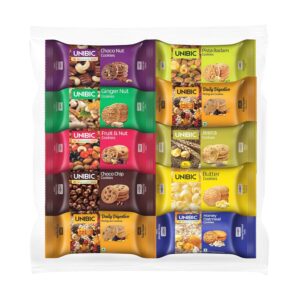 Unibic Cookies Assorted, 67.5G/75 G(Pack Of 10)|Biscuits Combo Pack|Choco Chip|Butter | Fruit&Nut||Honey Oatmeal I Cashew I Jeera I Digestive I 675G/750G Weight may vary