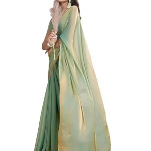 Women's Soft Twill Net Fancy Silk Saree with Hand Work Lace Border & Unstitched Blouse Piece | Elegant Party & Bollywood Style Designer Saree (Color may very)