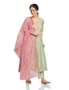 Amazon Brand - Myx Women's Embroidered Anarkali Kurta Set with Organza Dupatta (Available in Plus Sizes)