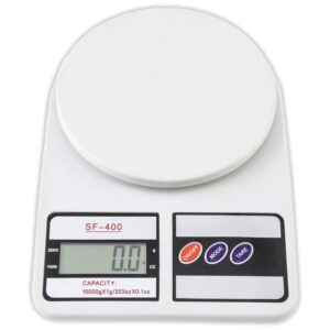 Btag SF-400 Digital Kitchen Weighing Scale | 10Kg x 1g Precision | Food Scale with LCD Display for Cooking, Baking, Meal Prep & Healthy Diet | Compact Electronic Weight Machine for Home Use.(White)