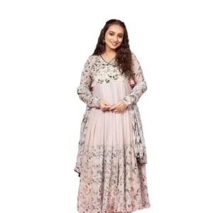 KD Women Floral Print Anarkali Kurta with Pant and Dupatta Set Anarkali Kurti for Women Georgette Anarkali Dress, Full Sleeve
