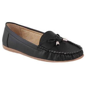 Shoetopia Women's Stylish Casual Loafers | Comfortable Slip-On Flat Shoes with Bow Design & Soft Sole for Daily Footwear