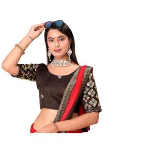 Women's 0.80 Meter Embroidered Unstitched Blouse Piece Custom Tailoring Elegant Design for Sarees, Lehengas & Ethnic Wear(B_B_527)