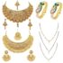 Regal Elegance Redefined – AVERI PEARLS Green Meenakari Kundan Bridal Long Dazzling Necklace Earring Maangtikka Set for Women